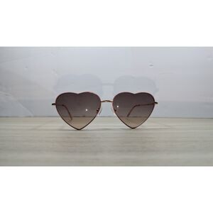 Heart Shaped Sunglasses Pink Gold Frame Brown Gradient Lens Retro Y2K